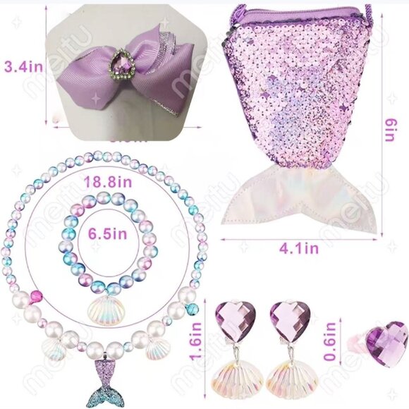 Dress Up for Girls Kids Birthday 7 pieces of mermaid jewelry supplies - Picture 3 of 7